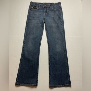 Common Genes Womens 6P Petite medium blue low rise stretch bootcut jeans